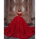 Luxurious Sweetheart ladies ball gowns evening dresses 3D-Floral Print Sweep Train