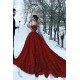 Off-the-Shoulder 3D Floral Printed Ball Gown for Girl Evening Party Dresses