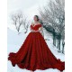 Off-the-Shoulder 3D Floral Printed Ball Gown for Girl Evening Party Dresses