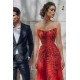 Sweetheart Floral Partten Evening Gown Floor Length Tulle Party Dress