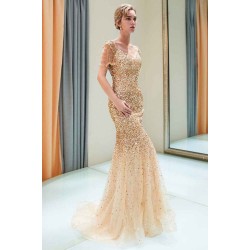 MELISSA Mermaid Off-the-shoulder V-neck Floor Length Sequins Evening Dresses