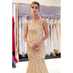 MARVEL Mermaid Sleeveless Long Evening Dresses with Gorgeous Beading